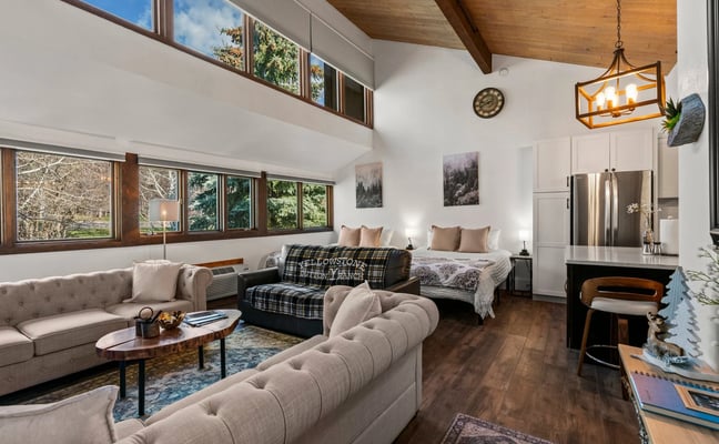 Summit Loft at Tamarron bright open-plan studio with vaulted wood ceiling